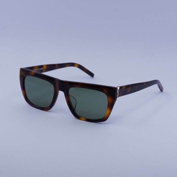 Saint Laurent SL M131/F 003 Sunglasses Havana Square Frame, Green Lenses - Picture 3 of 11